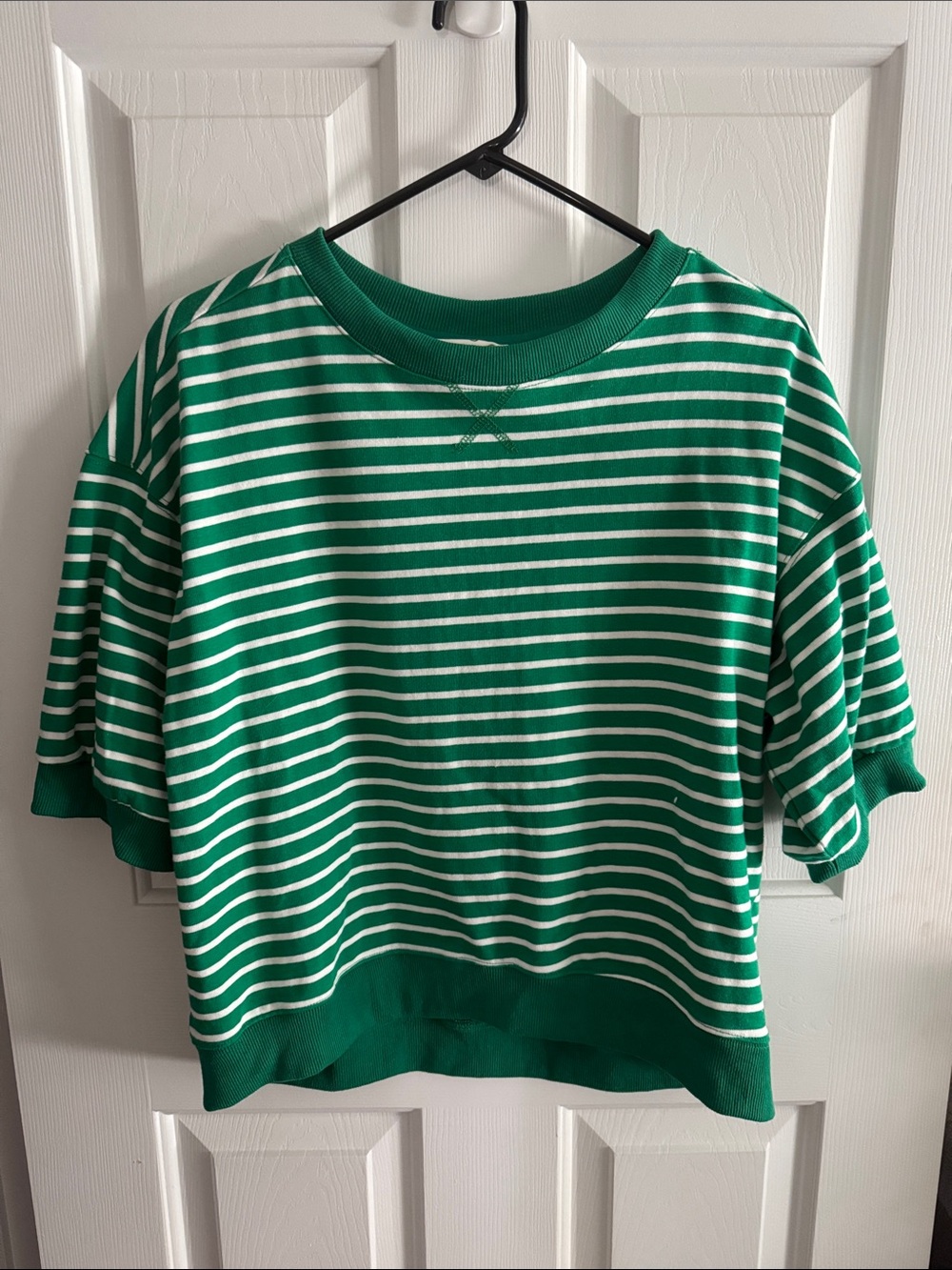 Umgee Green and White Striped Short Sleeve Tee
